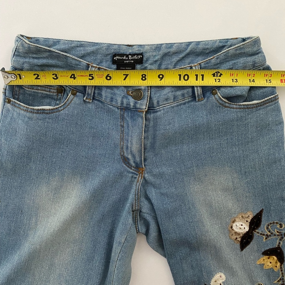 Alexandra Bartlett Jeans Bootcut Boot Cut embroidered appliqué size 6 Petite - Picture 13 of 13